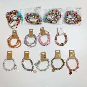 Set of 13 Bead Bracelets NEW Rainbow Marbled Pineapple Teardrop Costume Jewelry